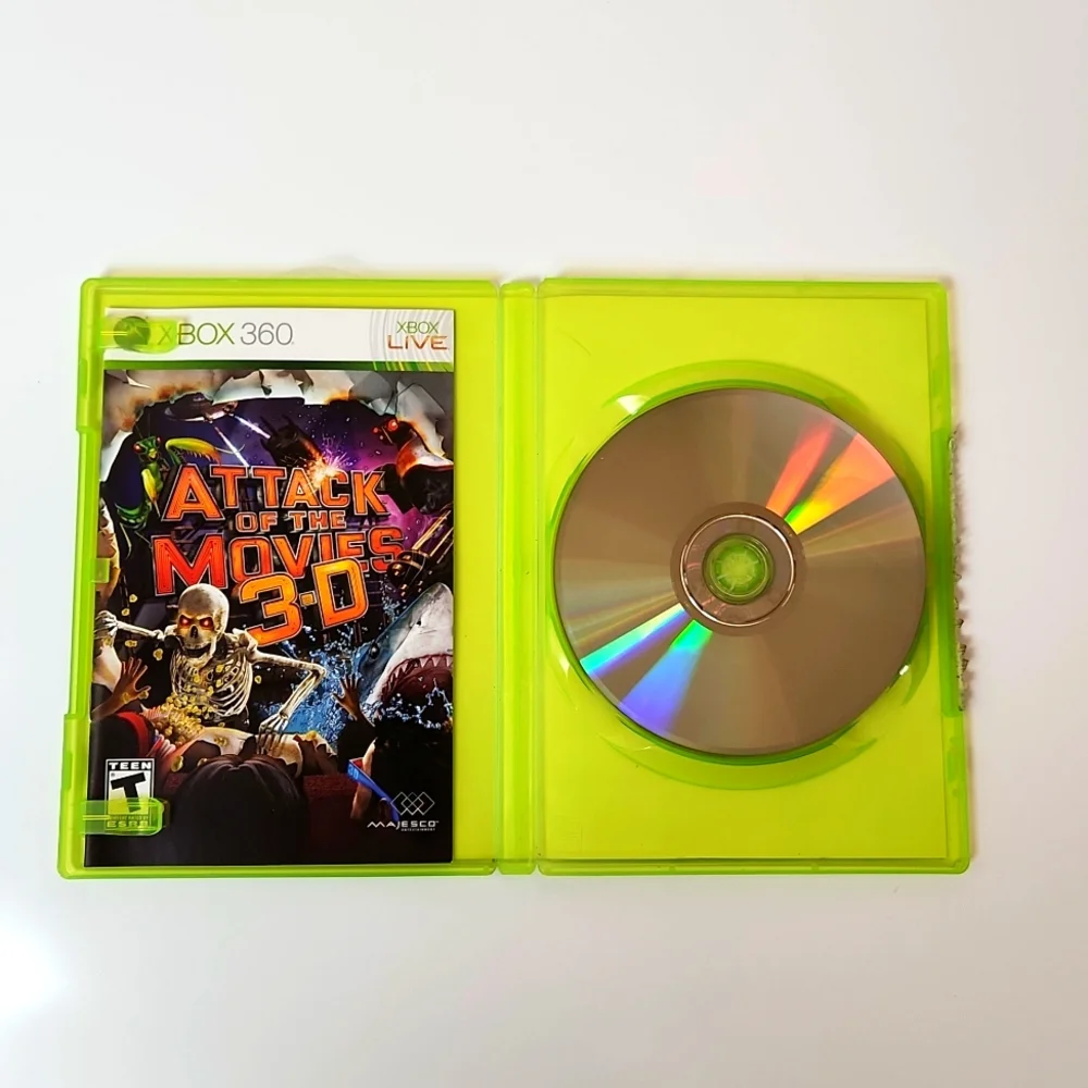 XBOX 360 Game Attack of the Movies 3D Cleaned & Tested *3D Glasses not i…